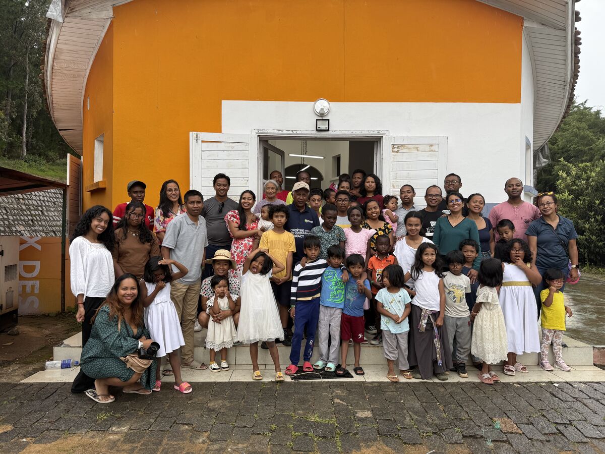 ECA community gathered outside the chapel for outreach